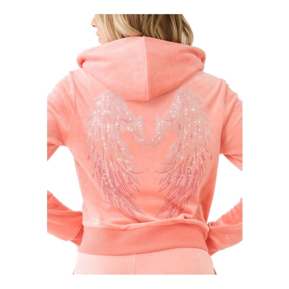 RARE True Religion 2PC Velour track suit Crystal Angel Wings Paris Hilton y2k